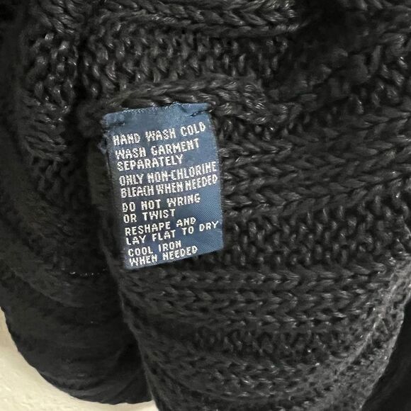 Vintage 90’s Polo Ralph Lauren Linen Ribbed Turtle Neck Sweater Black Size M - Picture 10 of 11